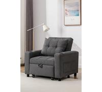 More4Homes Hudson 1-Seater Sofa Bed Linen Fabric with Cup Holders in Grey More4Homes Grey