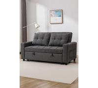 More4Homes Hudson 2-Seater Sofa Bed Linen Fabric with Cup Holders in Grey More4Homes Grey