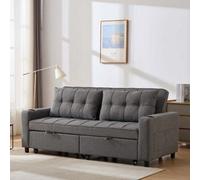 More4Homes Hudson 3-Seater Sofa Bed Linen Fabric With Cup Holders Grey