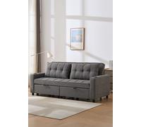 More4Homes Hudson 3-Seater Sofa Bed Linen Fabric with Cup Holders in Dark Grey More4Homes Dark Grey
