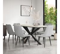 More4Homes Juno Calcutta Gold Ceramic Dining Table & 8 Nova Velvet Grey Chairs