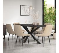 More4Homes Juno Concrete Ceramic Dining Table & 6 Nova Velvet Beige Chairs