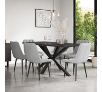 More4Homes Juno Concrete Ceramic Dining Table & 6 Nova Velvet Grey Chairs
