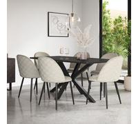 More4Homes Juno Concrete Ceramic Dining Table & 6 Raye Velvet Beige Chairs