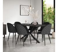 More4Homes Juno Concrete Ceramic Dining Table & 6 Raye Velvet Black Chairs