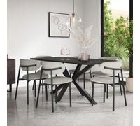 More4Homes Juno Concrete Ceramic Dining Table & 8 Myla Linen Grey Chairs