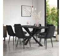 More4Homes Juno Concrete Ceramic Dining Table & 8 Nova Velvet Black Chairs