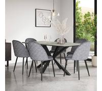 More4Homes Juno Light grey Ceramic Dining Table & 6 Raye Velvet Chairs More4Homes Grey