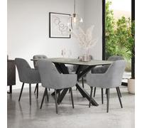 More4Homes Juno Light Grey Ceramic Dining Table & 8 Anika Velvet Grey Chairs