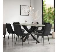 More4Homes Juno Light Grey Ceramic Dining Table & 8 Nova Velvet Black Chairs