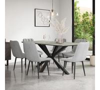 More4Homes Juno Light Grey Ceramic Dining Table & 8 Nova Velvet Grey Chairs