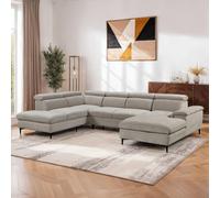 More4Homes Leon Fabric Pull Out Corner Sofa Bed Beige