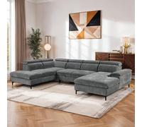 More4Homes Leon Fabric Pull Out Corner Sofa Bed Grey