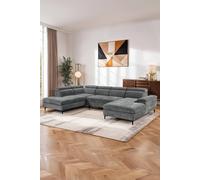 More4Homes Leon Fabric Pull Out Corner Sofa Bed Grey