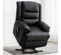 More4Homes Loxley Dual Motor Electric Riser Rise Recliner Bonded Leather Armchair Electric Lift Chair (Black)