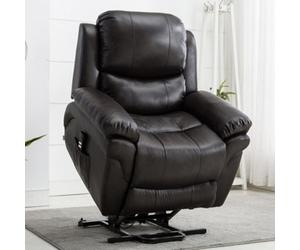 More4Homes Madison Dual Motor Electric Riser Rise Recliner Bonded Leather Armchair Electric Lift Chair (Brown)