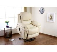 More4Homes Madison Single Motor Electric Riser Rise Recliner Bonded Leather Armchair Electric Lift Chair (Cream)