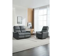 More4Homes Madrid 1+2 Seater Manual Air Leather Recliner Sofa Set in Grey More4Homes Grey