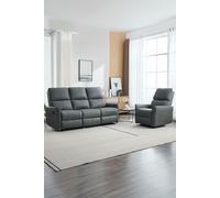 More4Homes Madrid 1+3 Seater Manual Air Leather Recliner Sofa Set in Grey More4Homes Grey