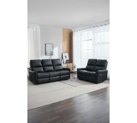 More4Homes Madrid 2+3 Seater Manual Air Leather Recliner Sofa Set in Black More4Homes Black