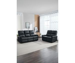 More4Homes Madrid 2+3 Seater Manual Air Leather Recliner Sofa Set in Black More4Homes Black