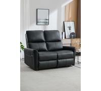 More4Homes Madrid 2 Seater Manual Air Leather Recliner Sofa in Black More4Homes Black