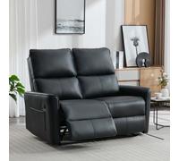 More4Homes Madrid 2 Seater Manual Recliner Air Leather Sofa (Black)