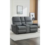 More4Homes Madrid 2 Seater W Console Manual Air Leather Recliner Sofa in Grey More4Homes Grey