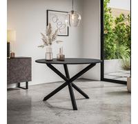 More4Homes Malvern Round Dining Table Black Table Top W Solid Black Oak Legs
