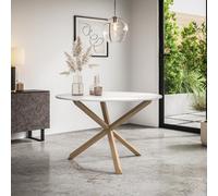 More4Homes Malvern Round Dining Table 4-6 Seater w Solid Oak Legs in White More4Homes White