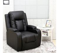 More4Homes Manual Pushback Recliner Chair With Compact Living Room Design And Cup Holders In Black Bonded Leather