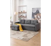 Newport Fabric Corner 3 Seater Sofa Bed with Storage - Grey