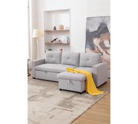 More4Homes Newport Fabric Corner 3 Seater Sofa Bed w Storage Left or Right Side in Light Grey More4Homes Light Grey