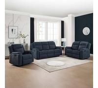 More4Homes Orka 1+2+3 Seater Fabric Manual Recliner Sofa Set Blue