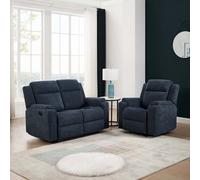 More4Homes Orka 1+2 Seater Fabric Manual Recliner Sofa Set Blue