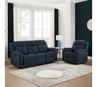 More4Homes Orka 1+3 Seater Fabric Manual Recliner Sofa Set Blue