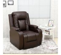 More4Homes Oscar Pushback Leather Recliner Chair W Cupholders (Brown)
