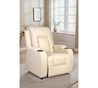 More4Homes Oscar Pushback Recliner Bonded Leather w Cupholders Chair in Cream More4Homes Cream