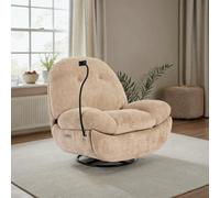 More4Homes Phoenix Electric Recliner Voice Control Swivel Rock Teddy Boucle Chair