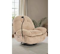More4Homes Phoenix Electric Recliner Voice Control Swivel Rock Teddy Boucle Chair in Medium Beige More4Homes Medium Beige