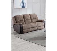 Postana Electric High Back Jumbo Cord Fabric Recliner 3 Seater Sofa - Brown