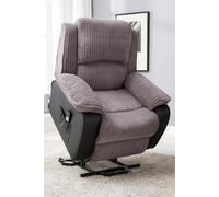More4Homes Postana Dual Motor Electric Rise Recliner Jumbo Cord Fabric Chair in Grey More4Homes Grey