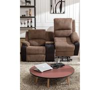 More4Homes Postana Dual Motor Rise Recliner 2 Seater Cord Drinks Console Sofa in Brown More4Homes Brown