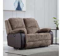 More4Homes Postana Electric High Back Jumbo Cord Fabric Recliner 2 Seater Sofa (Brown)
