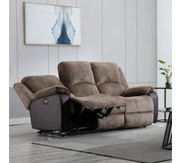 More4Homes Postana Electric High Back Jumbo Cord Fabric Recliner 3 Seater Sofa (Brown)