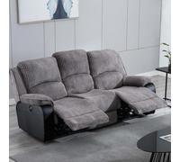 More4Homes Postana Electric High Back Jumbo Cord Fabric Recliner 3 Seater Sofa (Grey)