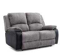More4Homes POSTANA HIGH BACK JUMBO CORD FABRIC RECLINER 3 + 2 + 1 SOFA ARMCHAIR SET SUITE (Grey, 2 Seater)