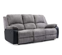 More4Homes POSTANA HIGH BACK JUMBO CORD FABRIC RECLINER 3 + 2 + 1 SOFA ARMCHAIR SET SUITE (Grey, 3 Seater)