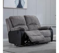 More4Homes Postana Manual High Back Jumbo Cord Fabric Recliner 2 Seater Sofa (Grey)