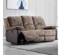 More4Homes Postana Manual High Back Jumbo Cord Fabric Recliner 3 Seater Sofa (Brown)